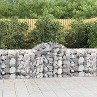 vidaXL Arched Gabion Baskets 2 pcs 200x50x80/100 cm Galvanised Iron, Silver
