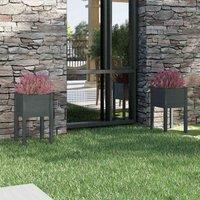 vidaXL Garden Planters 2 pcs Grey 40x40x70 cm Solid Pinewood, Grey