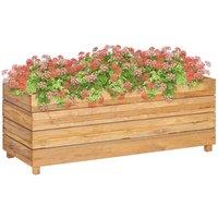 vidaXL Raised Bed 100x40x38 cm Solid Wood Teak and Steel, Brown