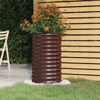 vidaXL Garden Planter Powder-coated Steel 40x40x68 cm Brown, Brown