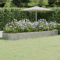 vidaXL Garden Raised Bed Powder-coated Steel 373x140x36 cm Silver, Silver