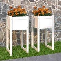 vidaXL Planters 2 pcs White 40x40x81 cm Solid Wood Pine, White