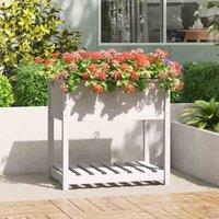 vidaXL Planter with Shelf White 82.5x54x81 cm Solid Pine, White