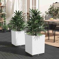 vidaXL Planters 2 pcs White 30x30x37 cm Polypropylene, White