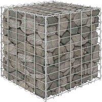 vidaXL Cube Gabion Raised Bed Steel Wire 50x50x50 cm, Silver