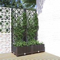 vidaXL Garden Planter with Trellis Black 80x40x121.5 cm PP, Black