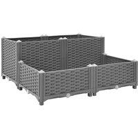 vidaXL Polypropylene Raised Bed 80x80x38 cm, Grey