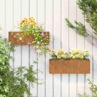 vidaXL Wall Planters 2 pcs Rusty Corten Steel 53x10x17 cm, Brown