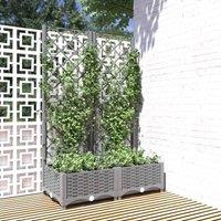 vidaXL Garden Planter w/ Trellis Light Grey 80x40x121.5 cm, Grey