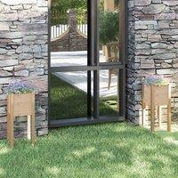 vidaXL Garden Planters 2 pcs 31x31x70 cm Solid Pinewood, Brown
