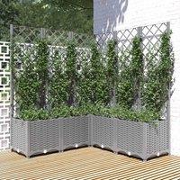 vidaXL Garden Planter w/ Trellis Light Grey 120x120x136 cm, Grey