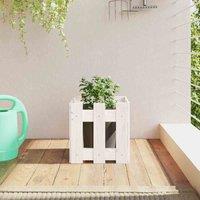 vidaXL Garden Planter w/ Fence Design White 30x30x30 cm, White