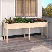 vidaXL Planter with Liner 203x53x76 cm Solid Wood Fir, Brown