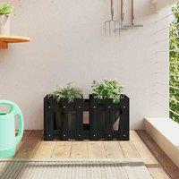 vidaXL Garden Planter with Fence Design Black 60x30x30 cm, Black