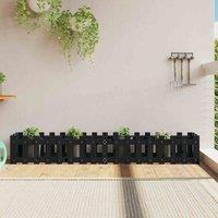 vidaXL Garden Raised Bed w/ Fence Design Black 200x30x30 cm, Black