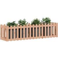vidaXL Garden Raised Bed w/ Fence Design 200x50x50 cm, Brown
