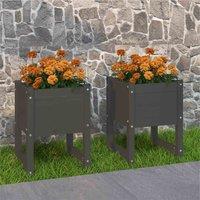 vidaXL Planters 2 pcs Grey 40x40x52.5 cm Solid Wood Pine, Grey