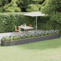 vidaXL Garden Raised Bed Powder-coated Steel 507x100x36 cm Grey, Grey