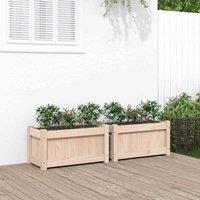 vidaXL Garden Planters 2pc Solid Wood Pine, Brown