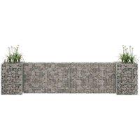 vidaXL H-Shaped Gabion Planter Steel Wire 260x40x60 cm, Silver