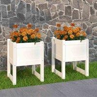 vidaXL Planters 2 pcs White 40x40x52.5 cm Solid Wood Pine, White