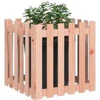 vidaXL Garden Planter w/ Fence Design 60x60x60 cm Solid Wood, Brown
