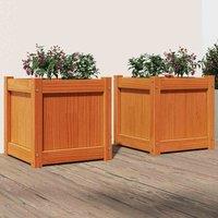 vidaXL Garden Planters 2pc Wax Brown Solid Wood Pine, Brown