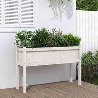 vidaXL Garden Planter w/ Legs White 110x31x70 cm - Pine, White