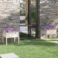 vidaXL Garden Planters 2 pcs White 70x70x70 cm - Pinewood, White