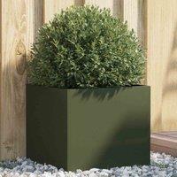 vidaXL Planter Olive Green 42x40x39 cm Cold-rolled Steel, Green