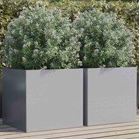 vidaXL Planters 2 pcs Silver 49x47x46 cm Galvanised Steel, Silver