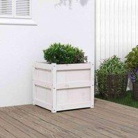 vidaXL Garden Planter White 50x50x50 cm Solid Wood Pine, White