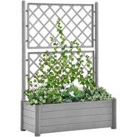 vidaXL Garden Planter w/ Trellis 100x43x142 cm PP Stone Grey, Grey