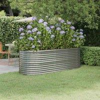 vidaXL Garden Raised Bed Powder-coated Steel 224x80x68 cm Silver, Silver