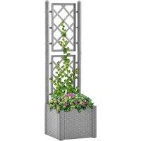 vidaXL Garden Raised Bed w/ Trellis and Self Watering System, Grey
