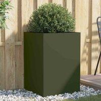 vidaXL Planter Olive Green 52x48x75 cm Cold-rolled Steel, Green