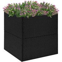 vidaXL Garden Planter Black 80x80x80 cm Poly Rattan, Black