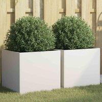 vidaXL Planters 2 pcs White 42x40x39 cm Cold-rolled Steel