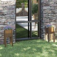 vidaXL Garden Planters 2pc Honey Brown 31x31x70 cm Pinewood, Brown