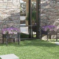 vidaXL Garden Planters 2 pcs Grey 70x70x70 cm Solid Pinewood, Grey