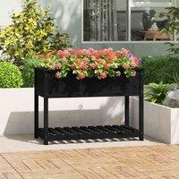 vidaXL Planter w/ Shelf Black 111.5x54x81 cm Solid Pine, Black
