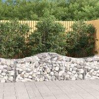 vidaXL Arched Gabion Basket 200x50x60/80 cm Galvanised Iron, Silver