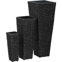 vidaXL Garden Raised Beds 3 pcs Water Hyacinth Black, Black