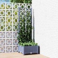 vidaXL Garden Planter w/ Trellis Dark Grey 40x40x121.5 cm PP, Grey
