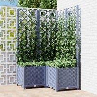vidaXL Garden Planter with Trellis Dark Grey 80x80x136 cm PP, Grey