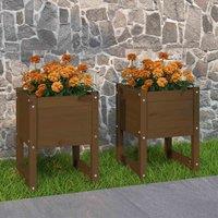 vidaXL Planters 2pc Honey Brown 40x40x52.5 cm, Brown