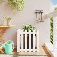 vidaXL Garden Planter w/ Fence Design White 60x60x60 cm, White