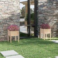 vidaXL Garden Planters 2 pcs 50x50x70 cm Solid Pinewood, Brown