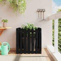 vidaXL Garden Planter w/ Fence Design Black 70x70x70 cm, Black