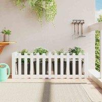 vidaXL Garden Raised Bed w/ Fence Design White 150x50x50cm, White